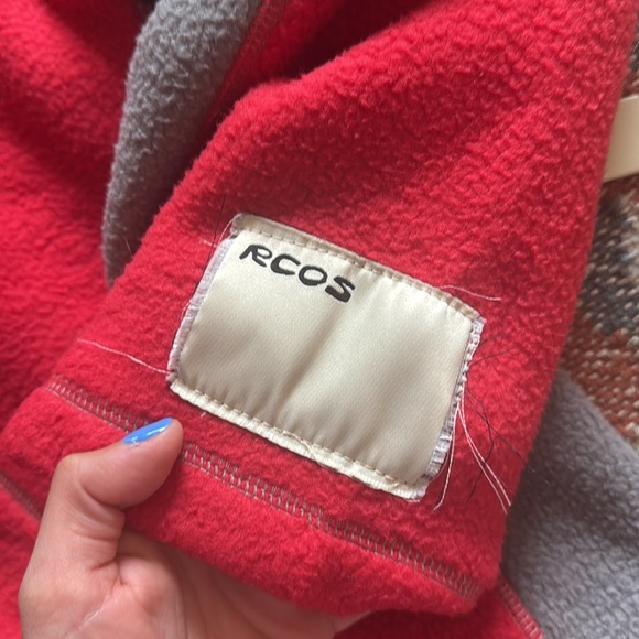 NWT RC Outdoor Supply Sherpa Fleece Collared Pullover in Red & Grey large - Picture 9 of 10